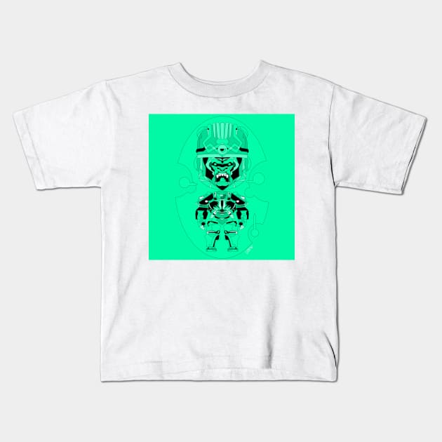 sisimite in ancient mexican totonac pattern gorilla kaiju beast Kids T-Shirt by jorge_lebeau